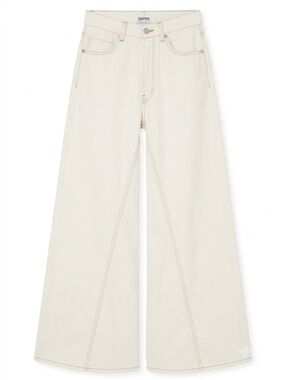 NWT GANNI Archive 1759 Denim Runway Jeans White Bleach High-Waist Wide-Leg F2632